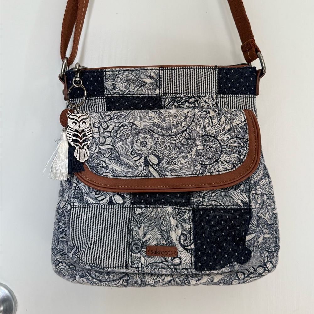 Sakroots Navy and Brown Crossbody Bag